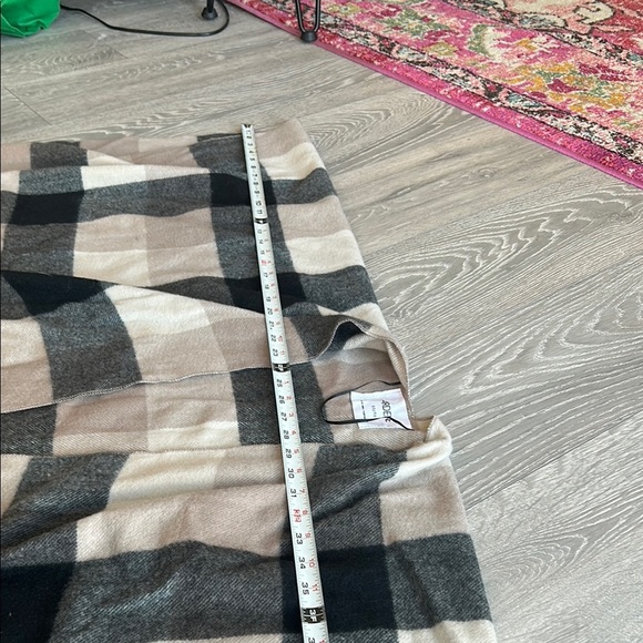 Plaid Fringe Scarf in Black and Tan - Picture 3 of 8